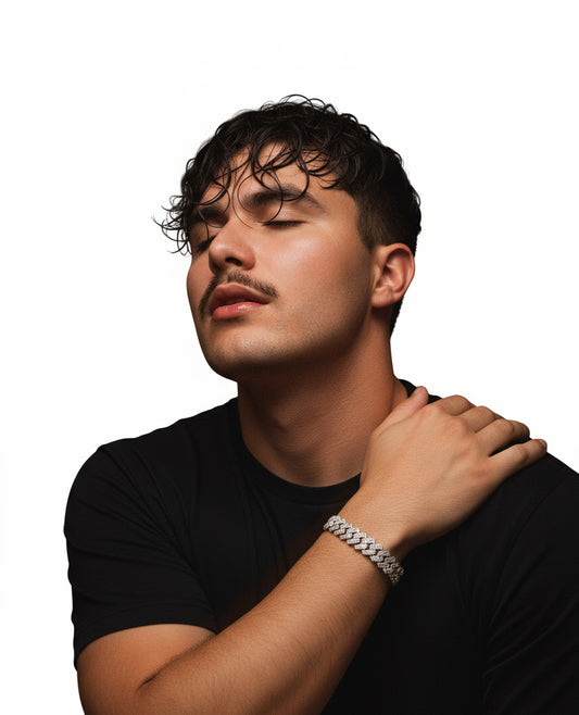 HIP HOP 925 SILVER & VVS MOISSANITE 8MM 
CUBAN LINK BRACELET