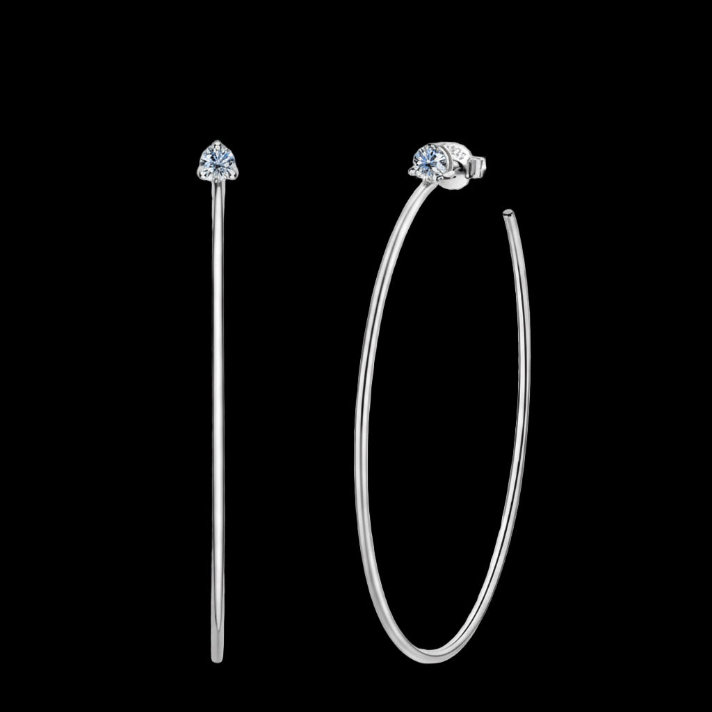 925 SILVER (C SHAPE) + MOISSANITE  0.3CT EARRINGS