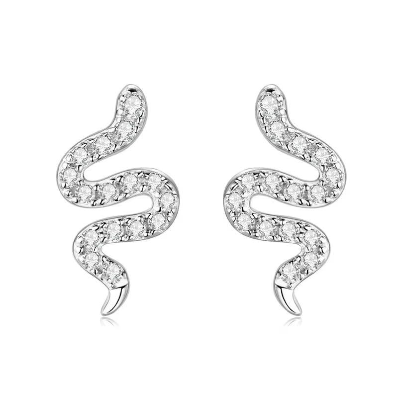 925 SILVER SNAKE EARRINGS WITH MOISSANITE