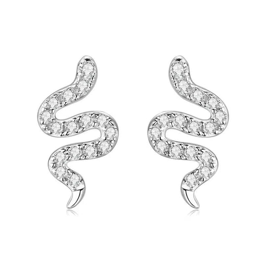 925 SILVER SNAKE EARRINGS WITH MOISSANITE
