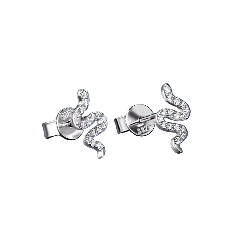 925 SILVER SNAKE EARRINGS WITH MOISSANITE