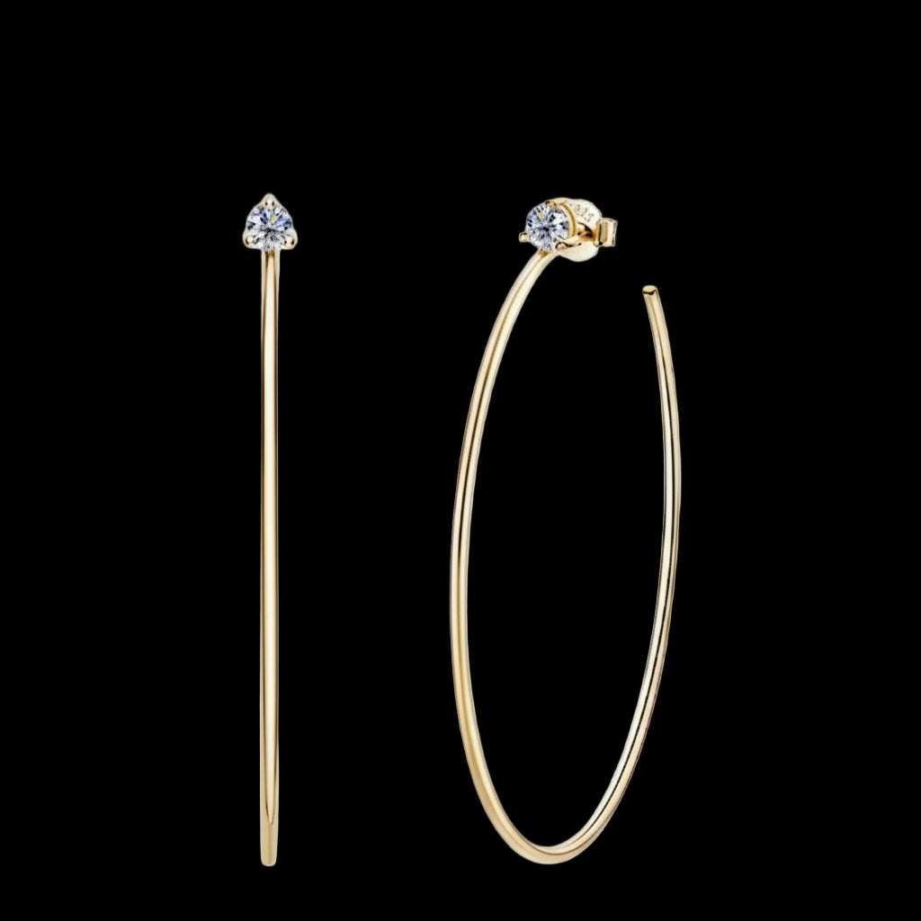 925 SILVER (C SHAPE) + MOISSANITE  0.3CT EARRINGS