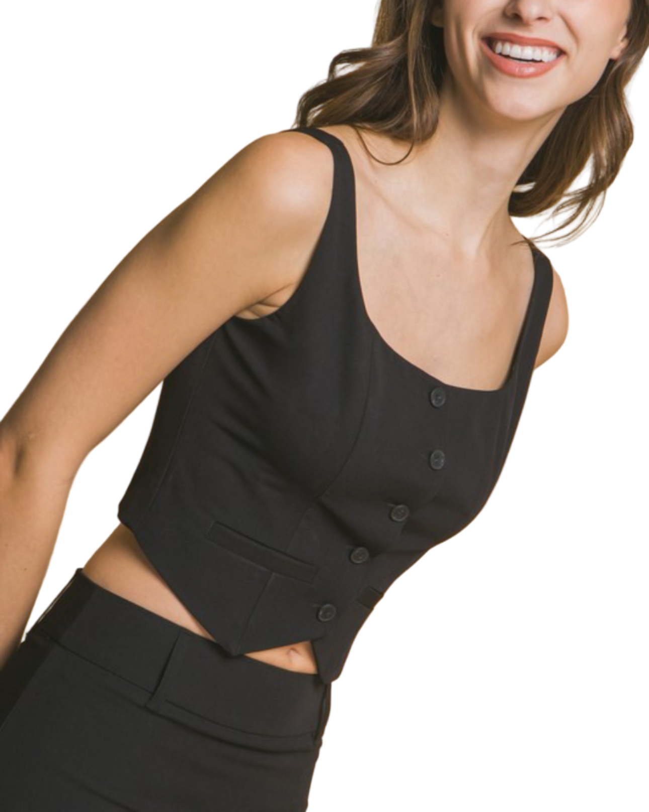 BUTTON-FRONT CROP VEST TOP