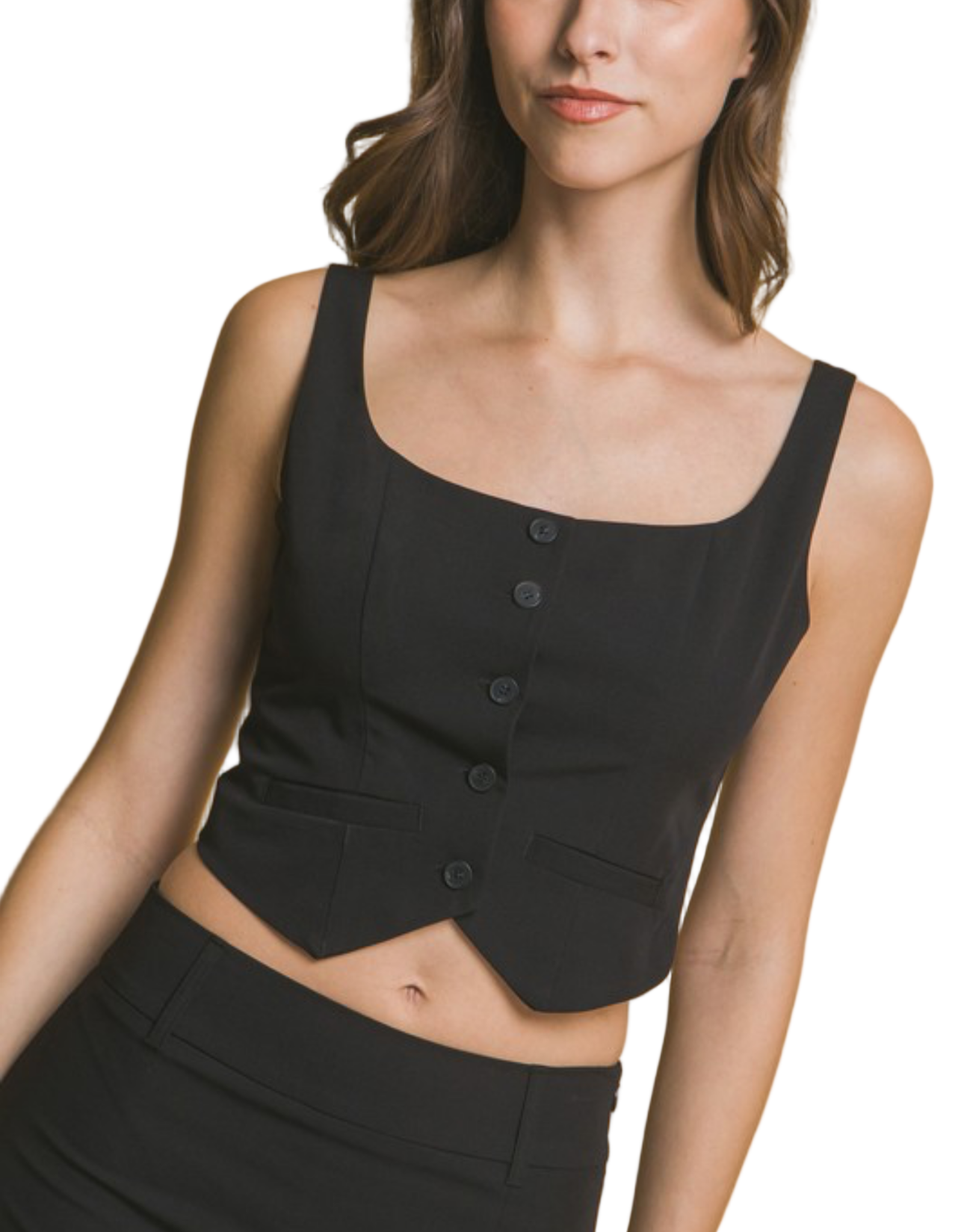 BUTTON-FRONT CROP VEST TOP