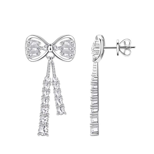 925 SILVER TIE EARRINGS WITH MOISSANITE