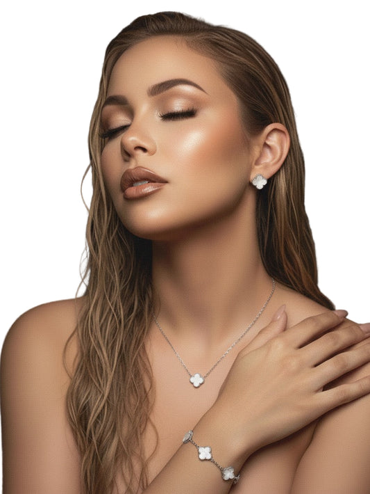 SET OF WHITE FLOWERS MARBLE