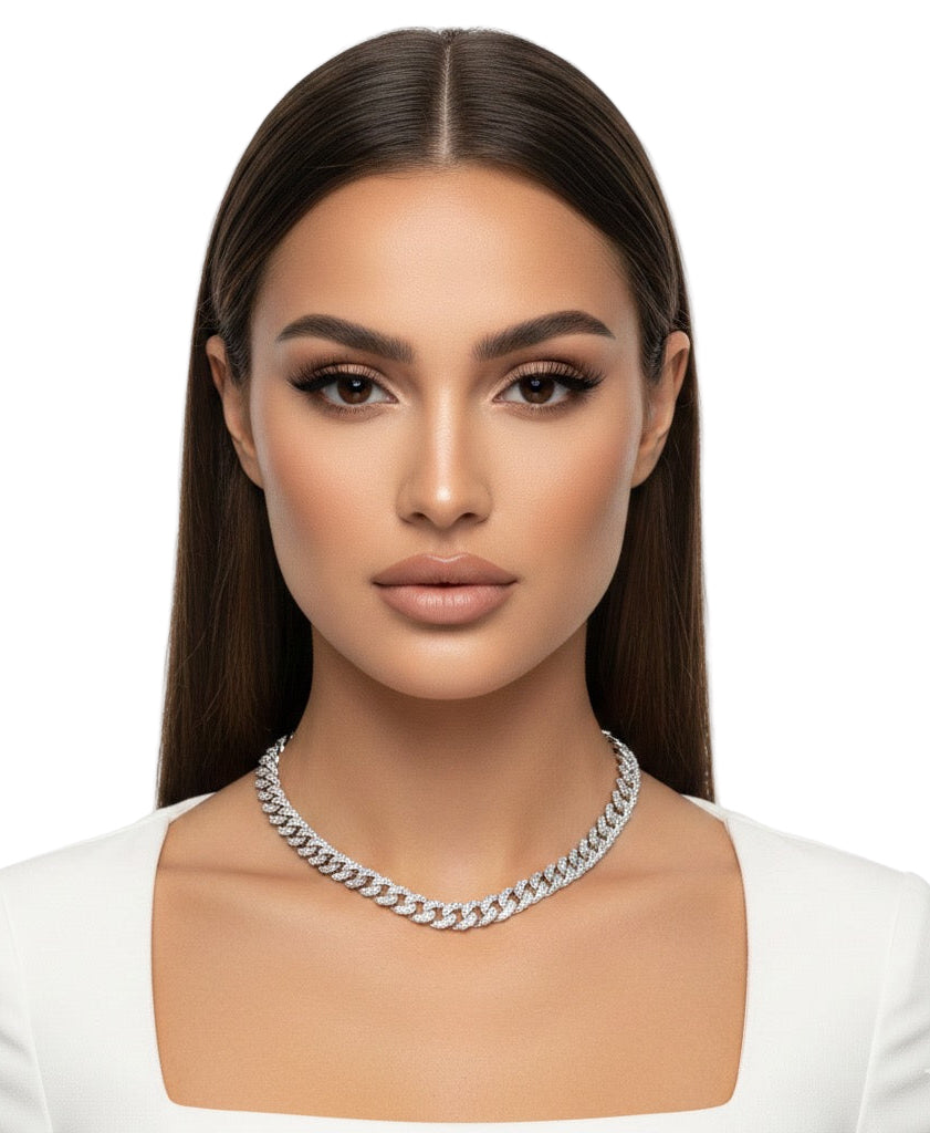 925 SILVER & VVS MOISSANITE 8MM 
CUBAN LINK CHAIN