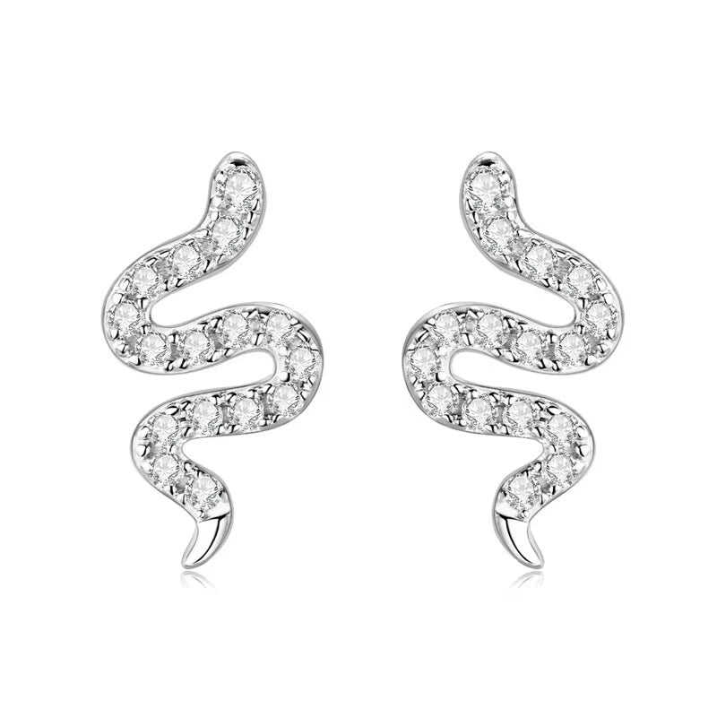 925 SILVER SNAKE EARRINGS WITH MOISSANITE