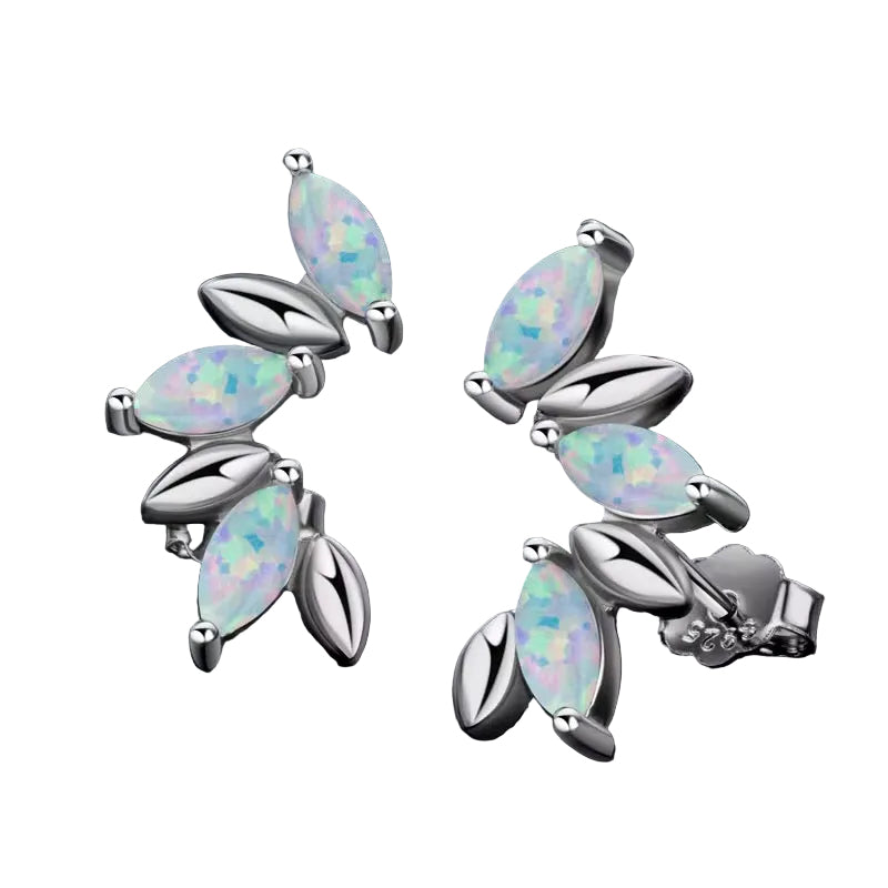 925 SILVER AURORA OPAL CUT MARQUESA EARRINGS