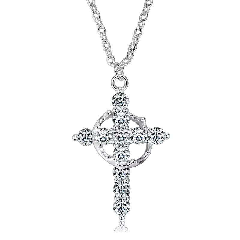 925 SILVER CROSS NECKLACE CHAIN WITH MOISSANITE