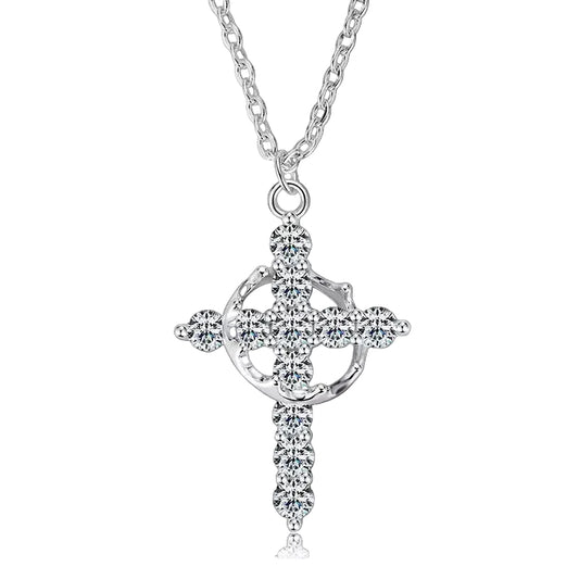 925 SILVER CROSS NECKLACE CHAIN WITH MOISSANITE